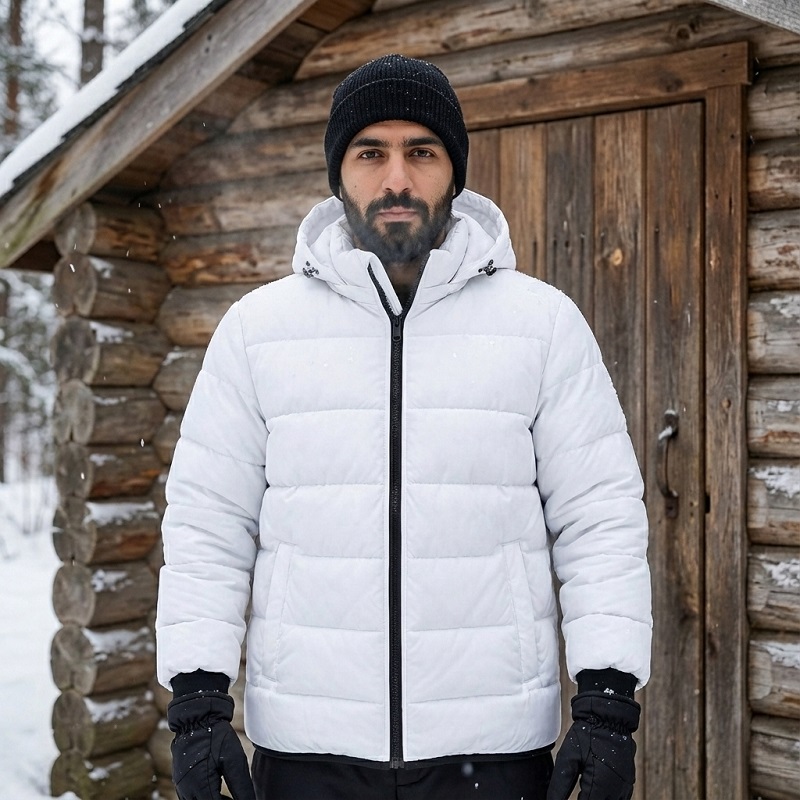 کاپشن بادی سفید مردانه مدل Arshan-سفید